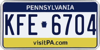 PA license plate KFE6704