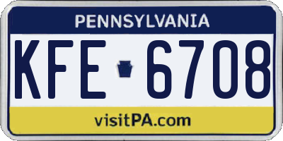 PA license plate KFE6708