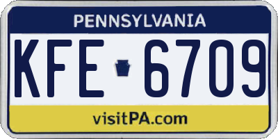 PA license plate KFE6709