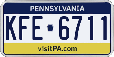 PA license plate KFE6711