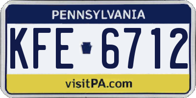 PA license plate KFE6712