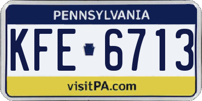 PA license plate KFE6713