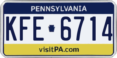 PA license plate KFE6714