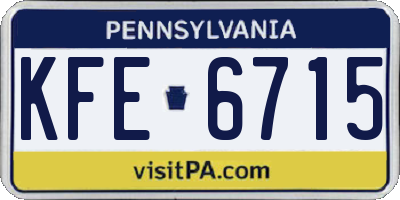 PA license plate KFE6715
