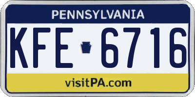 PA license plate KFE6716