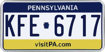 PA license plate KFE6717