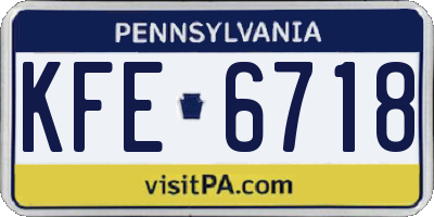 PA license plate KFE6718