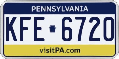 PA license plate KFE6720