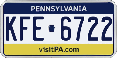 PA license plate KFE6722