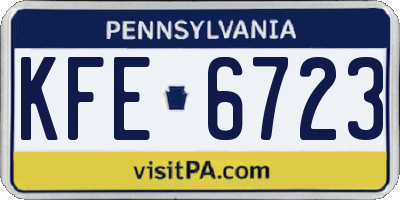 PA license plate KFE6723