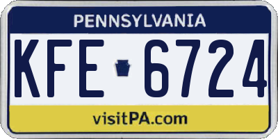 PA license plate KFE6724