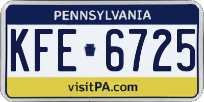 PA license plate KFE6725