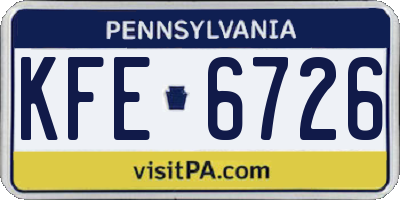 PA license plate KFE6726