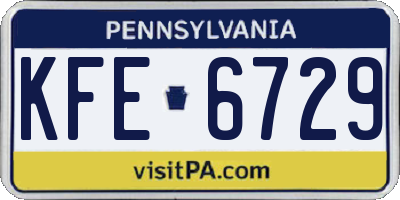 PA license plate KFE6729