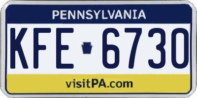 PA license plate KFE6730