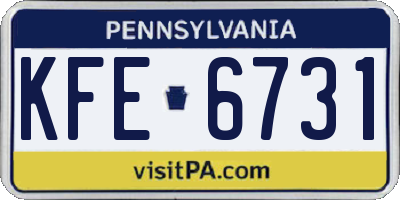 PA license plate KFE6731