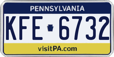 PA license plate KFE6732