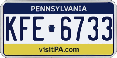 PA license plate KFE6733