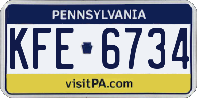 PA license plate KFE6734