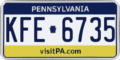 PA license plate KFE6735