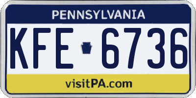 PA license plate KFE6736