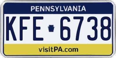 PA license plate KFE6738