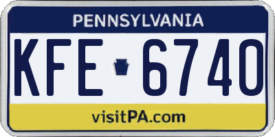 PA license plate KFE6740