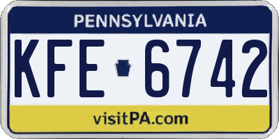 PA license plate KFE6742