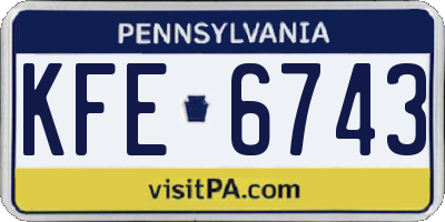 PA license plate KFE6743