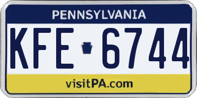 PA license plate KFE6744