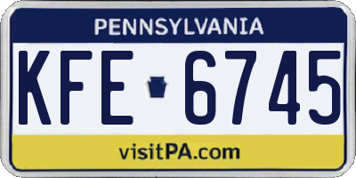 PA license plate KFE6745