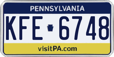 PA license plate KFE6748