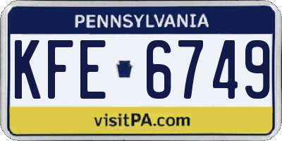 PA license plate KFE6749