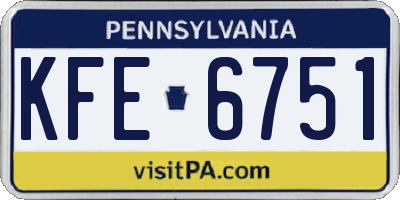PA license plate KFE6751