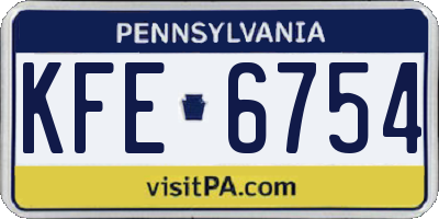 PA license plate KFE6754