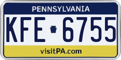 PA license plate KFE6755