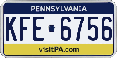 PA license plate KFE6756