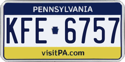 PA license plate KFE6757