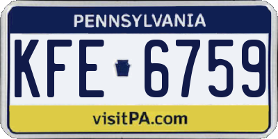 PA license plate KFE6759