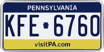 PA license plate KFE6760