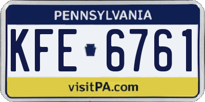 PA license plate KFE6761