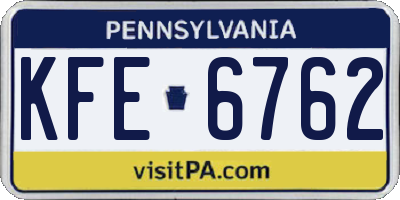 PA license plate KFE6762