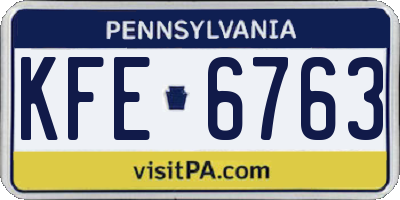 PA license plate KFE6763