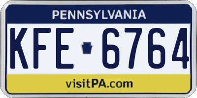 PA license plate KFE6764