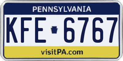 PA license plate KFE6767