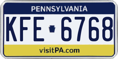 PA license plate KFE6768