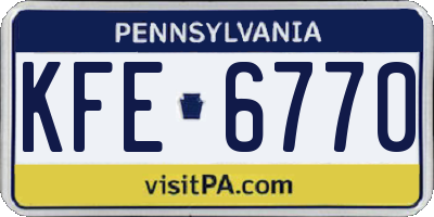 PA license plate KFE6770