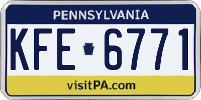 PA license plate KFE6771