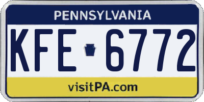 PA license plate KFE6772