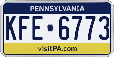 PA license plate KFE6773